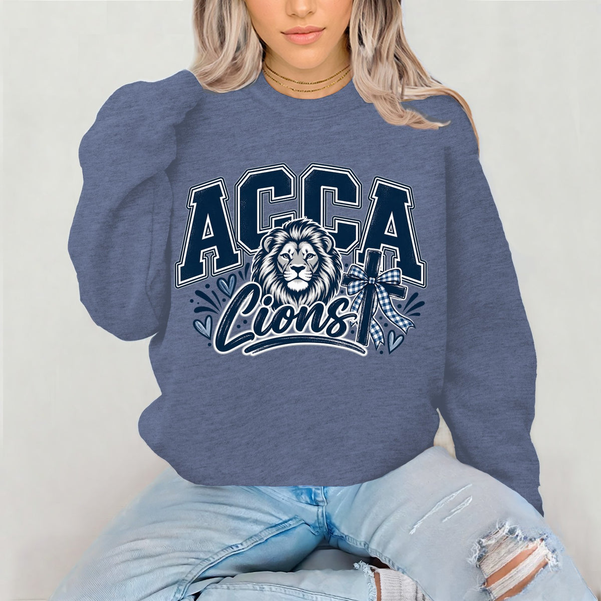 ACCA Lions Gildan G180 crewneck in navy heather