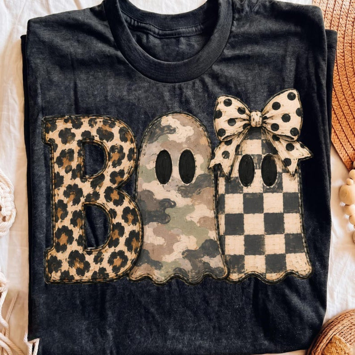 BOO design on Black Comfort Colors shirt