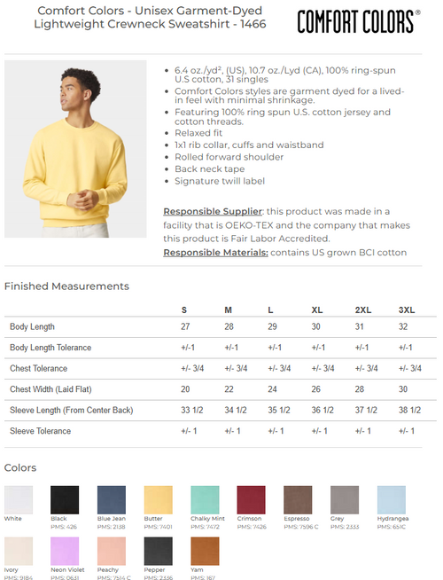 Adult Comfort Colors Lightweight Crewneck Sweatshirt