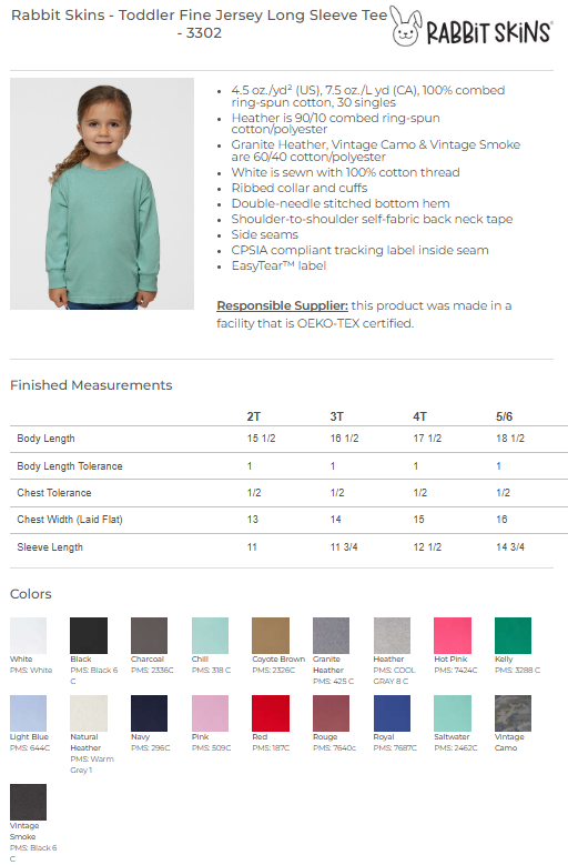 Toddler Rabbit Skins Long Sleeve