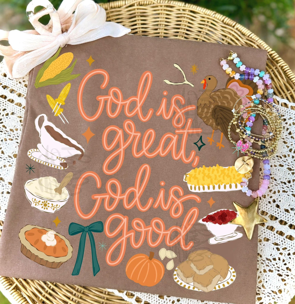 God Is Great, God Is Good Thanksgiving Comfort Colors tee