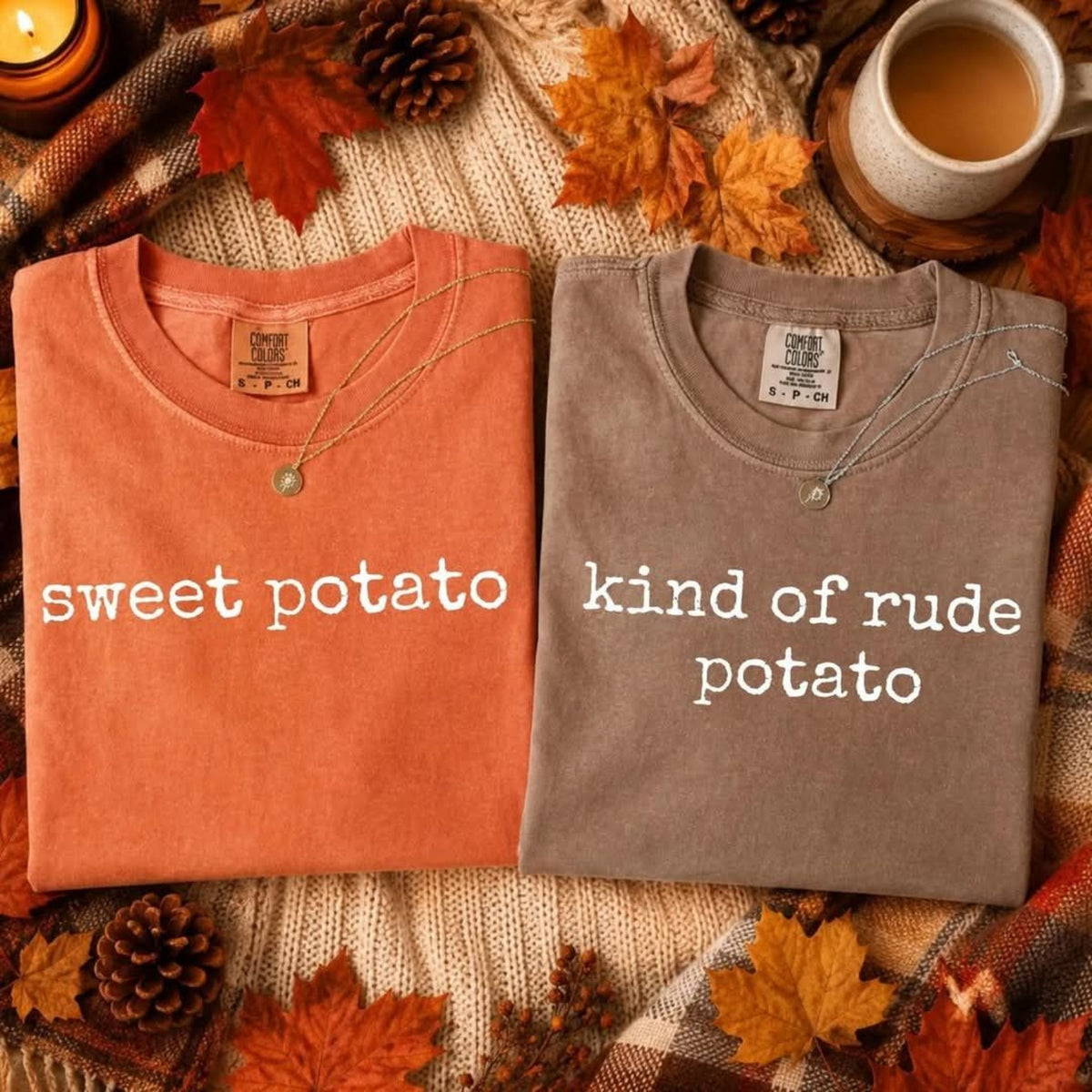 Sweet Potato and Kind of Rude Potato Comfort Colors shirt designs